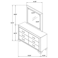 Kauffman 6-drawer Dresser with Mirror Washed Taupe - 204193M