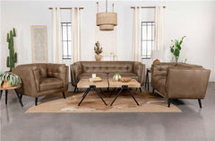 Thatcher 3-piece Upholstered Tuxedo Arm Sofa Set Brown - 509421-S3