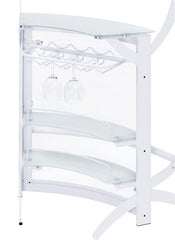 Dallas 2-shelf Home Bar White and Frosted Glass - 182136