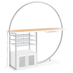 Risley 2-door Circular LED Home Bar with Wine Storage White High Gloss - 182798