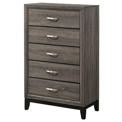 Watson 5-drawer Chest Grey Oak and Black - 212425