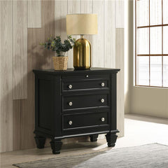 Sandy Beach 3-drawer Nightstand Black - 201322