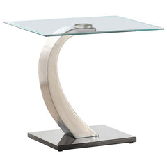 Pruitt Rectangular Glass Top Metal Side End Table Satin - 701237