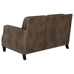 Leaton Upholstered Recessed Arm Loveseat Brown Sugar - 509442