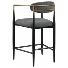 Tina Metal Counter Height Bar Stool with Upholstered Back and Seat Dark Grey (Set of 2) - 121186