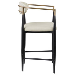 Tina Metal Counter Height Bar Stool with Upholstered Back and Seat Beige (Set of 2) - 121184