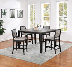 Elodie 5-piece Counter Height Dining Table Set with Extension Leaf Grey and Black - 121228-S5