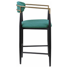 Tina Metal Counter Height Bar Stool with Upholstered Back and Seat Green (Set of 2) - 121185