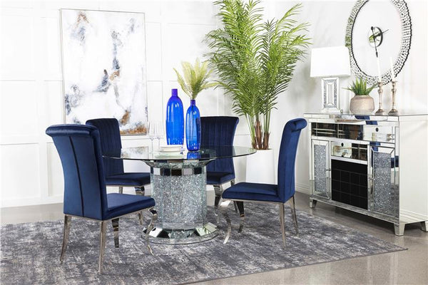Ellie Cylinder Pedestal Glass Top Dining Table Mirror - 115551