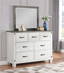 Lilith 7-drawer Dresser with Mirror Distressed White - 224473M