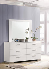 Felicity 6-drawer Dresser with Mirror Glossy White - 203503M