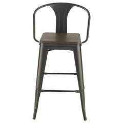 Cavalier Wooden Seat Bar Stools Dark Elm and Matte Black (Set of 2) - 100737