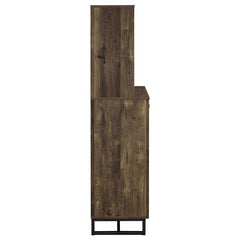 Mendoza 2-door Wine Cabinet Rustic Oak Herringbone and Gunmetal - 182082