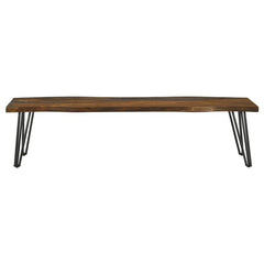 Neve Live-edge Dining Bench with Hairpin Legs Sheesham Grey and Gunmetal - 193863