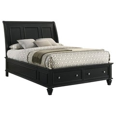 Sandy Beach Wood Queen Storage Panel Bed Black - 201329Q