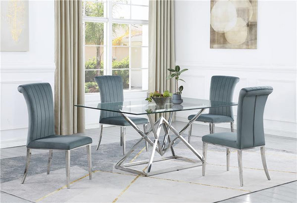 Beaufort 5-piece Dining Set Dark Grey and Chrome - 109451-S5