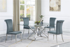 Beaufort 5-piece Dining Set Dark Grey and Chrome - 109451-S5