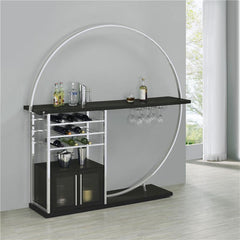 Risley 2-door Circular LED Home Bar with Wine Storage Dark Charcoal - 182799