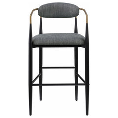 Tina Metal Pub Height Bar Stool with Upholstered Back and Seat Dark Grey (Set of 2) - 121189