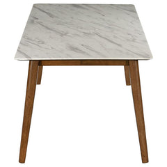 Everett Faux Marble Top Dining Table Natural Walnut and White - 192761