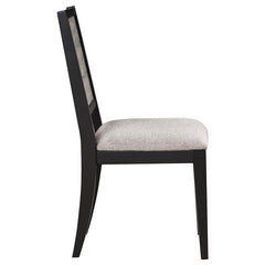 Elodie Upholstered Padded Seat Dining Side Chair Dove Grey and Black (Set of 2) - 121222