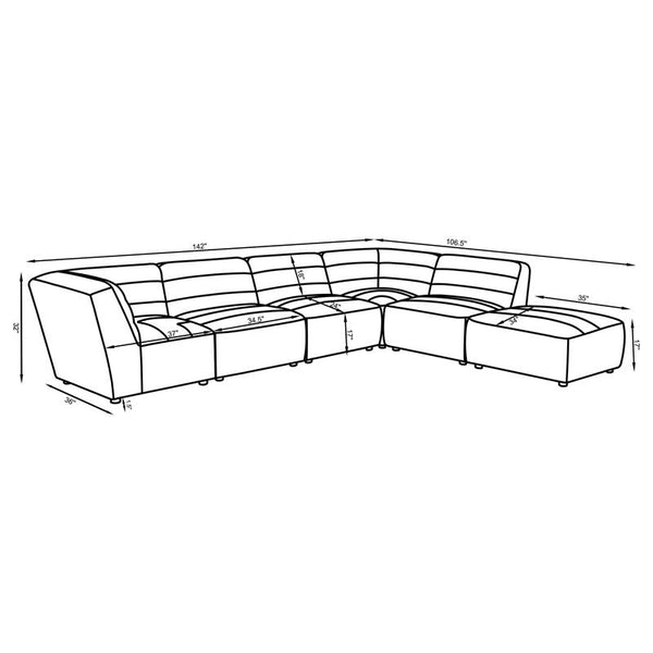 Sunny 6-piece Upholstered Modular Sectional Sofa Charcoal - 552081-SET