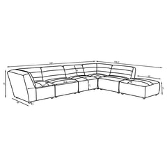 Sunny 6-piece Upholstered Modular Sectional Sofa Charcoal - 552081-SET