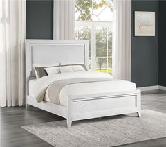 Marielle California King LED Panel Bed Distressed White - 224841KW