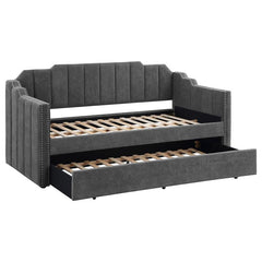 Kingston Upholstered Twin Daybed with Trundle Charcoal - 315962