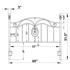 Evan Metal Queen or Full Open Frame Headboard Dark Grey - 300197Q