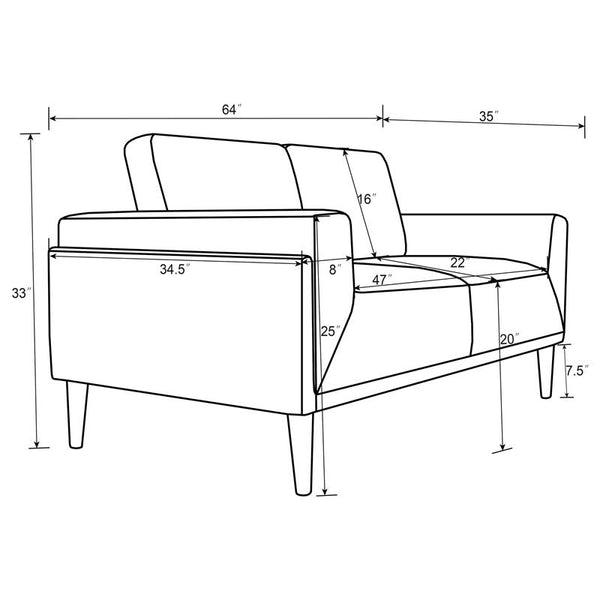 Rilynn 2-piece Upholstered Track Arm Sofa Set Grey - 509524-S2