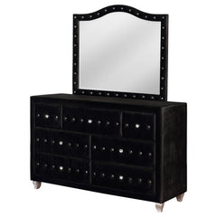 Deanna 7-drawer Rectangular Dresser with Mirror Black - 206103M
