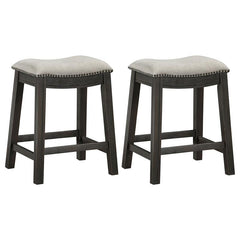 Elliston Backless Counter Height Saddle Bar Stool Dark Grey and Beige (Set of 2) - 121169