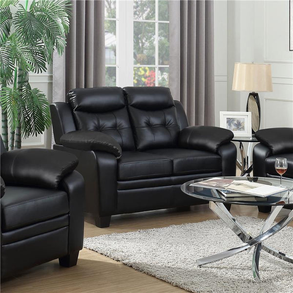 Finley Upholstered Padded Arm Tufted Loveseat Black - 506552