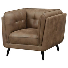 Thatcher Upholstered Tuxedo Arm Tufted Accent Chair Brown - 509423