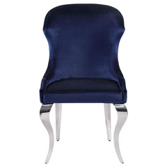 Cheyanne Upholstered Wingback Side Chair with Nailhead Trim Chrome and Ink Blue (Set of 2) - 190745
