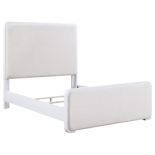 Anastasia Upholstered Eastern King Panel Bed Pearl White - 224751KE