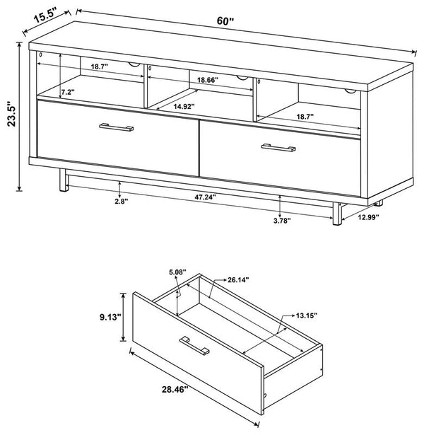 Casey 2-drawer Engineered Wood 60" TV Stand Cappuccino - 701973
