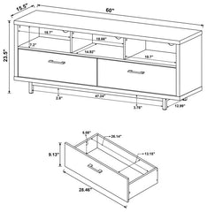 Casey 2-drawer Engineered Wood 60" TV Stand Cappuccino - 701973
