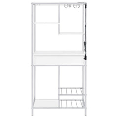 Figueroa 5-shelf Wine Cabinet with Storage Drawer White High Gloss and Chrome - 182034