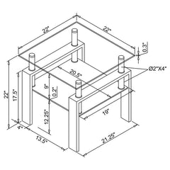 Dyer 1-shelf Square Glass Top Side End Table White - 703437