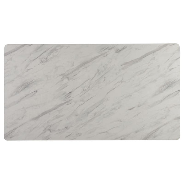 Everett Faux Marble Top Dining Table Natural Walnut and White - 192761