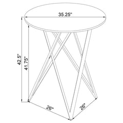 Bexter Faux Marble Round Top Bar Table White and Chrome - 183526