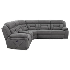 Higgins Upholstered Power Reclining Sectional Sofa Grey - 600370