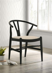 Cortona Danish Y-Shaped Back Wishbone Dining Side Chair Black and Beige (Set of 2) - 108482