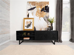 Marsden 2-door Mango Wood 70" TV Stand Charcoal Black - 703003