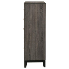 Watson 5-drawer Chest Grey Oak and Black - 212425
