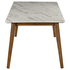 Everett Faux Marble Top Dining Table Natural Walnut and White - 192761