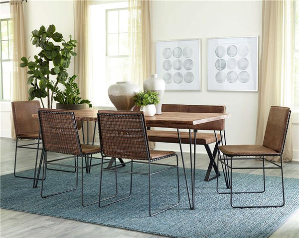 Abbott Upholstered Dining Bench Antique Brown and Matte Black - 192503