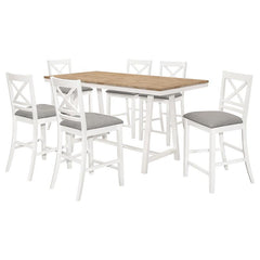 Hollis 7-piece Rectangular Counter Height Dining Set Brown and White - 122248-S7
